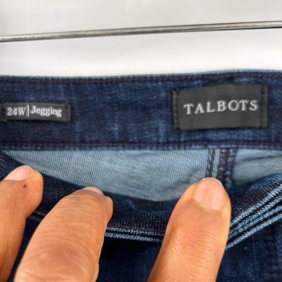 Talbots high waist skinny leg ankle pants blue jeans jegging flocked bows 24W - Picture 7 of 11